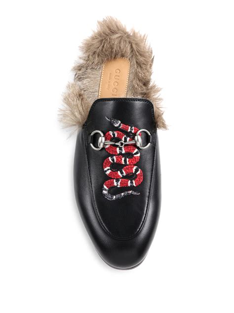 gucci fur slides snake